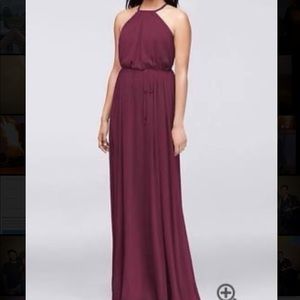 Soft Mesh Halter Dress with Slim Sash